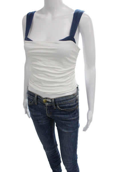 Free People Womens White Square Neck Camisole Boho Cotton Stretch Size XS
