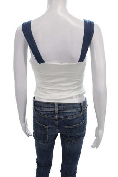 Free People Womens White Square Neck Camisole Boho Cotton Stretch Size XS