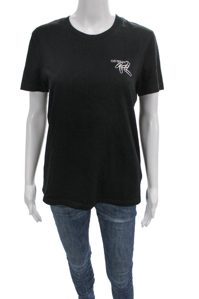 Off White Womens Top Black Graphic Print Size XS