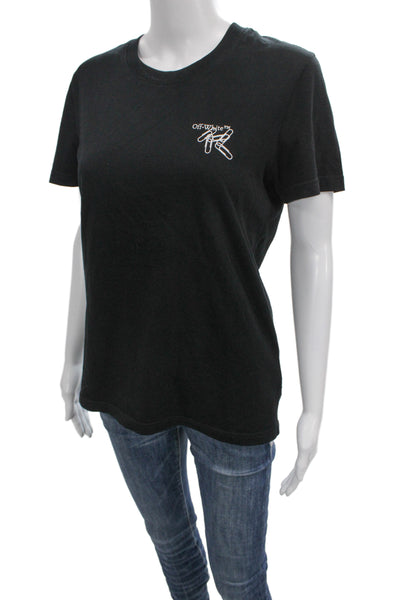 Off White Womens Top Black Graphic Print Size XS