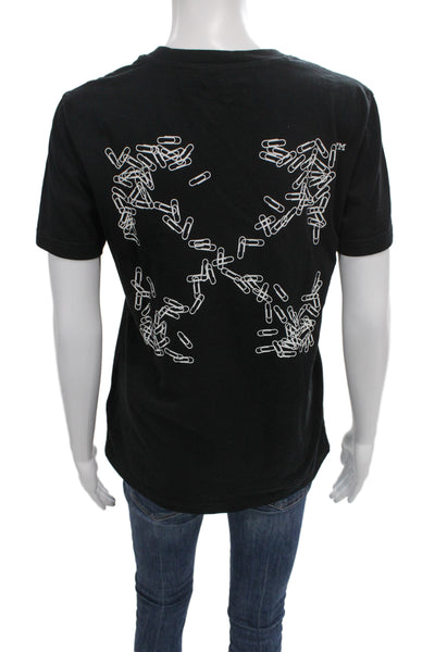 Off White Womens Top Black Graphic Print Size XS