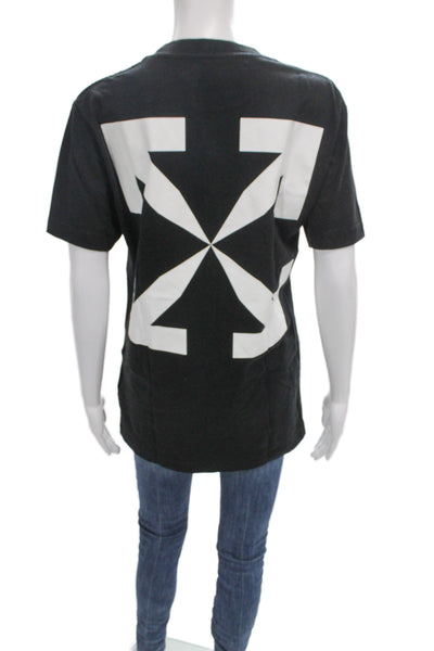Off White Womens Top Black Graphic Design XS