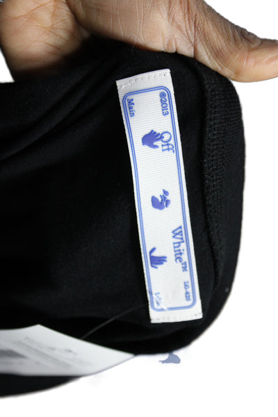 Off White Womens Top Black Graphic Design XS
