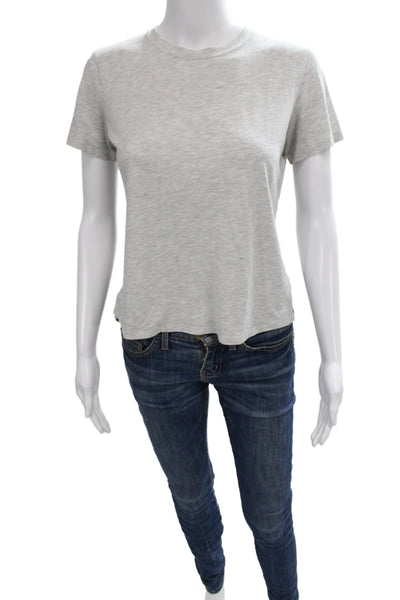 Theory Women Gray Basic Crew Neck Short Sleeve T-Shirt Size PP