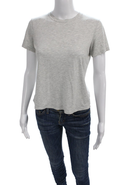 Theory Women Gray Basic Crew Neck Short Sleeve T-Shirt Size PP