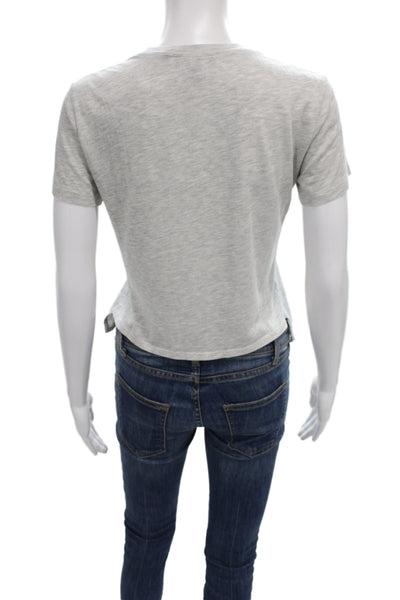 Theory Women Gray Basic Crew Neck Short Sleeve T-Shirt Size PP