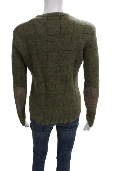 Polo Ralph Lauren Women Green Check Pullover Sweater Button Crew Size S