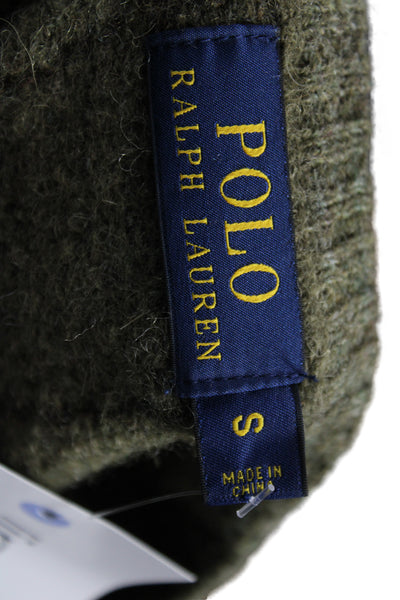 Polo Ralph Lauren Women Green Check Pullover Sweater Button Crew Size S
