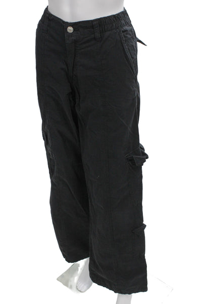 Zara Unisex Black Cargo Pants Cotton Button Size S
