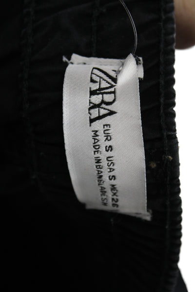 Zara Unisex Black Cargo Pants Cotton Button Size S