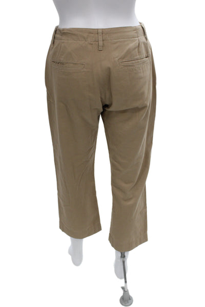 Frame Unisex Cropped Khakis Beige Button Cotton Solid Spring Grunge Size 25