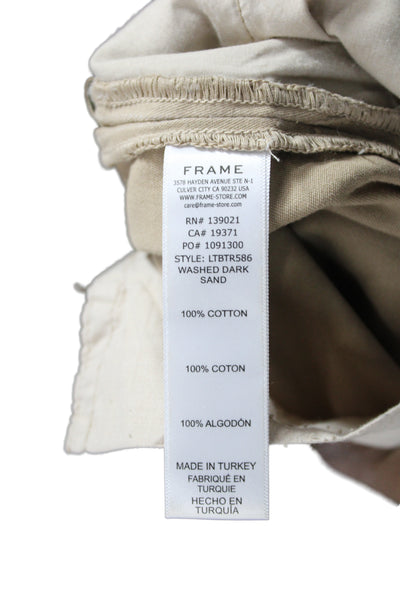 Frame Unisex Cropped Khakis Beige Button Cotton Solid Spring Grunge Size 25