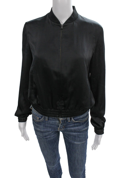 Theory Womens Bomber Jacket Black 100% Polyester Size P