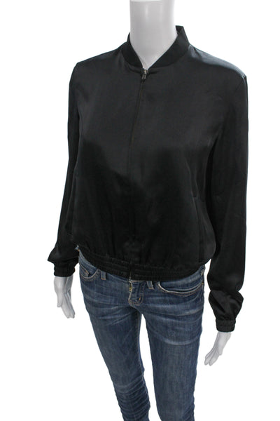 Theory Womens Bomber Jacket Black 100% Polyester Size P