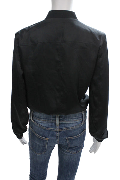 Theory Womens Bomber Jacket Black 100% Polyester Size P