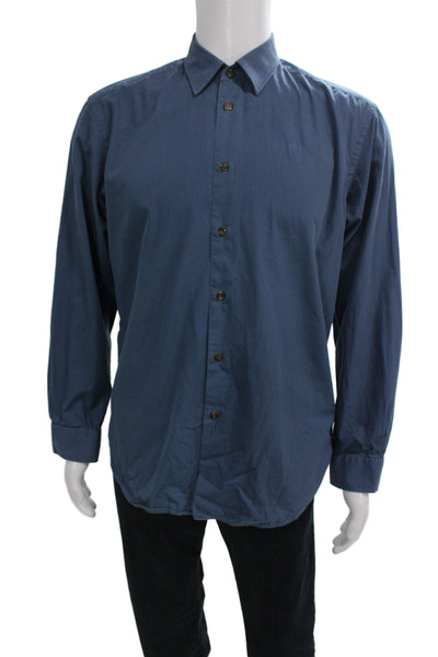 Vivienne Westwood Mens Long Sleeves Button Down Shirt Blue Cotton Size EUR 48