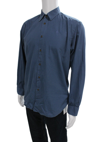 Vivienne Westwood Mens Long Sleeves Button Down Shirt Blue Cotton Size EUR 48