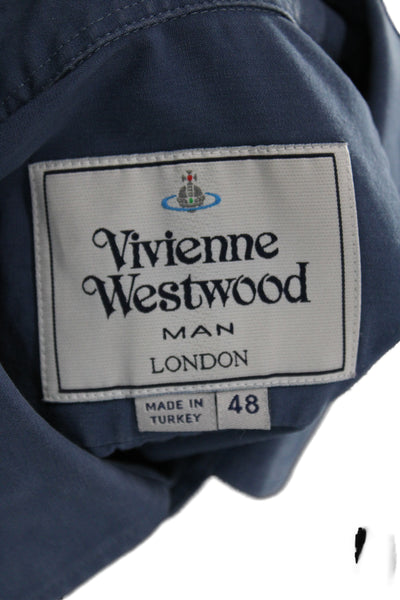 Vivienne Westwood Mens Long Sleeves Button Down Shirt Blue Cotton Size EUR 48