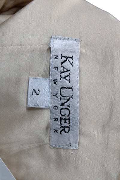 Kay Unger Womens Sheath Dress Beige Sleeveless Round Neck Above Knee Size 2