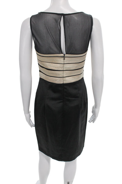 Maggy London Women Sheath Pencil Dress Beige Sleeveless Round Neck Size M