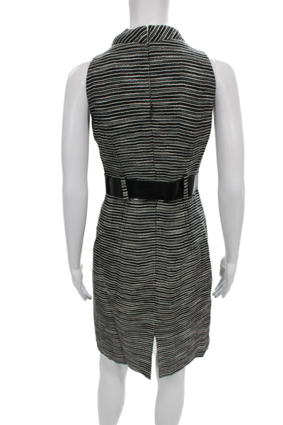 Etcetera Womens Sheath Dress Black Mock Neck Sleeveless Mini Buckle Size 0