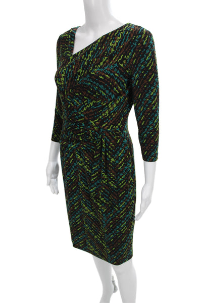 David Meister Womens Sheath Dress Black 3/4 Sleeve Knee Length Polyester Size 4