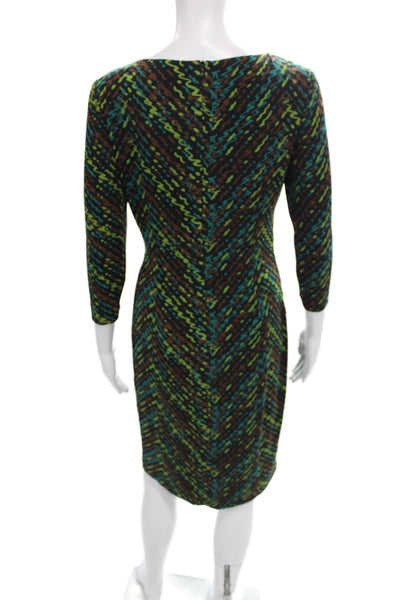 David Meister Womens Sheath Dress Black 3/4 Sleeve Knee Length Polyester Size 4