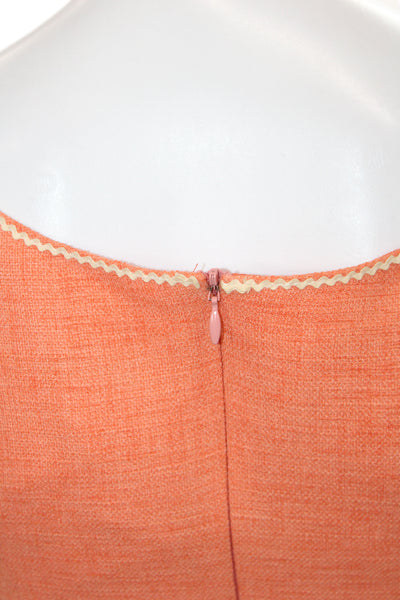 David Meister Women Shift Dress Orange Square Neck Sleeveless Size 4
