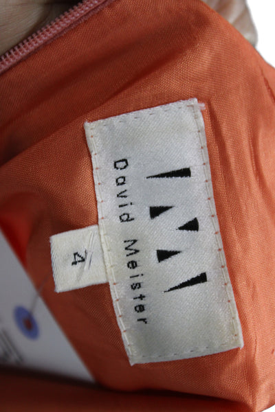 David Meister Women Shift Dress Orange Square Neck Sleeveless Size 4