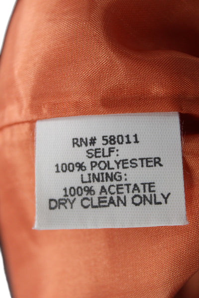 David Meister Women Shift Dress Orange Square Neck Sleeveless Size 4