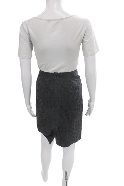 Etcetera Womens Straight Pencil Skirt Dark Gray Geometric 72% Cotton Size 2