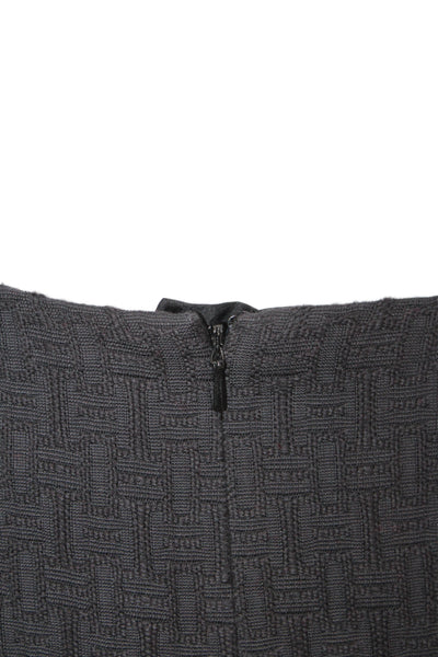 Etcetera Womens Straight Pencil Skirt Dark Gray Geometric 72% Cotton Size 2