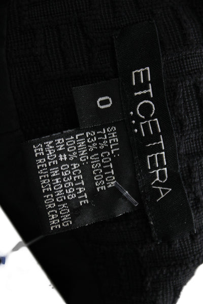 Etcetera Women Black Blazer Button 3/4 Sleeve Round Neck Geometric Size 0
