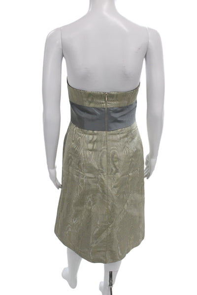 Kay Unger Women Sheath Dress Gray Silk Sleeveless Tie Waist Size 2