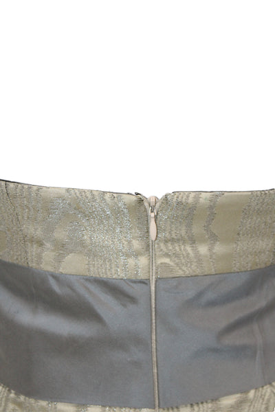 Kay Unger Women Sheath Dress Gray Silk Sleeveless Tie Waist Size 2