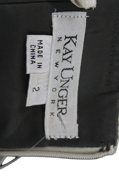 Kay Unger Women Sheath Dress Gray Silk Sleeveless Tie Waist Size 2