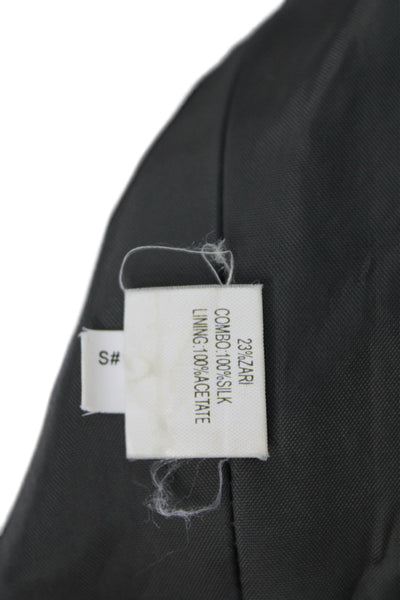 Kay Unger Women Sheath Dress Gray Silk Sleeveless Tie Waist Size 2