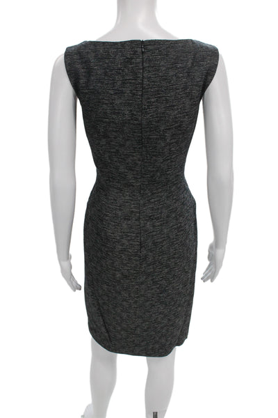 David Meister Women Black Wool Draped Neck Sleeveless Knee Length Dress Size 4