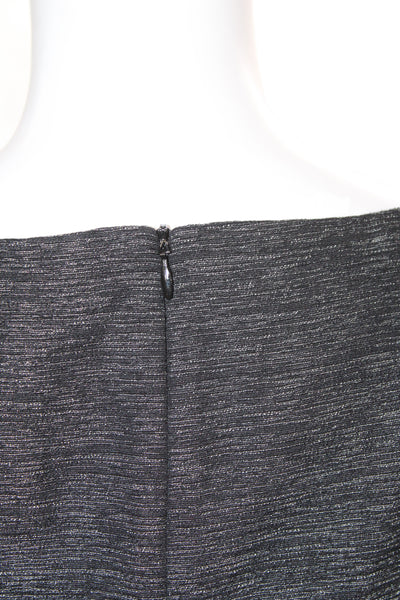 David Meister Women Black Wool Draped Neck Sleeveless Knee Length Dress Size 4