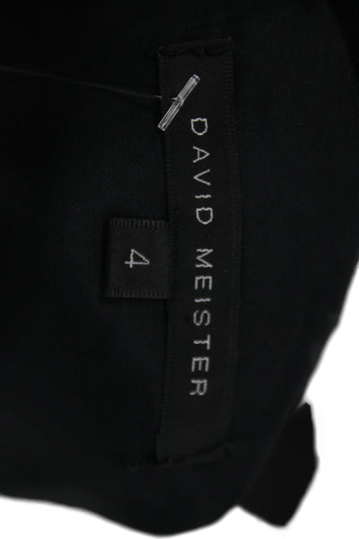 David Meister Women Black Wool Draped Neck Sleeveless Knee Length Dress Size 4