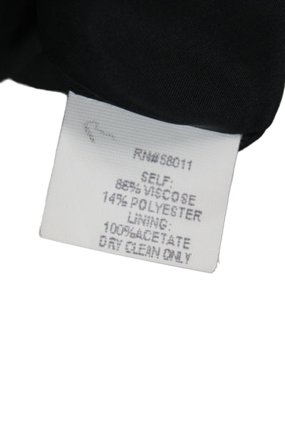 David Meister Women Black Wool Draped Neck Sleeveless Knee Length Dress Size 4
