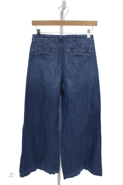 TWP Womens Dark Blue Wide-Leg Jeans Size 24