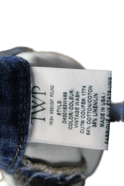 TWP Womens Dark Blue Wide-Leg Jeans Size 24
