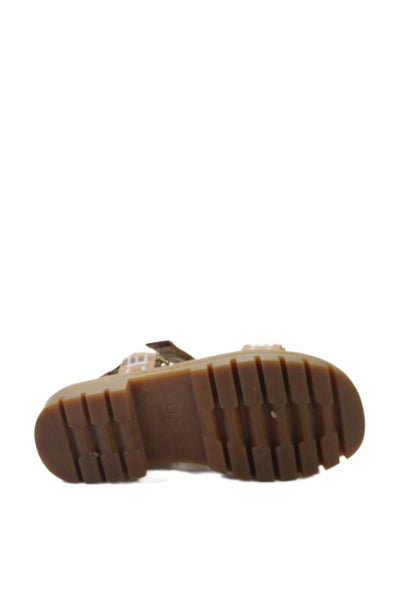 Celine Womens Leo Strappy Logo Strap Chunky Rubber Sandals Shoes Brown Size 8