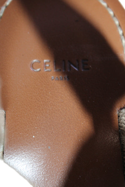 Celine Womens Leo Strappy Logo Strap Chunky Rubber Sandals Shoes Brown Size 8