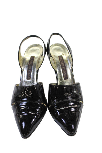Walter Steiger Womens Pointed Toe Slingback High Heels Black Size 7.5