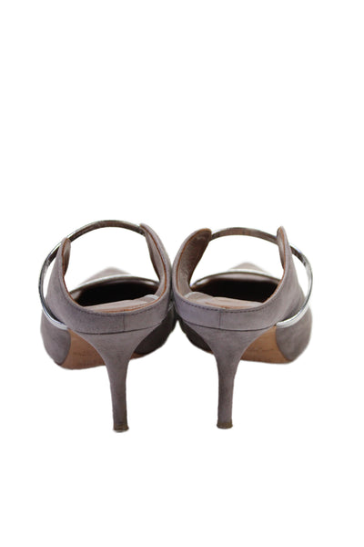 Malone Souliers Womens Suede Pointed Toe Mule Pumps Grey Silver Size 38 8