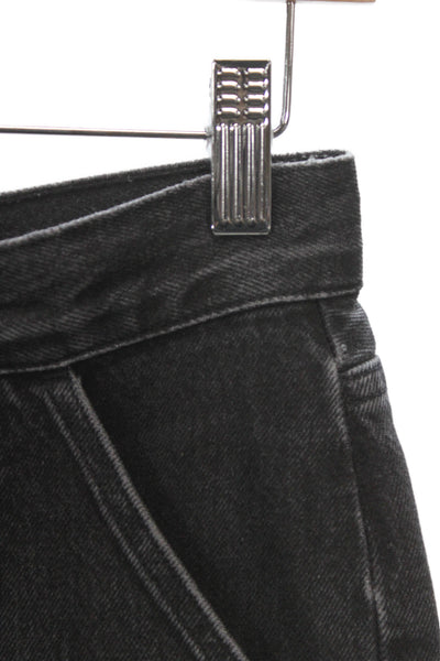 Agolde Women Cropped Mom Straight Jeans Dark Gray High Rise Size 24