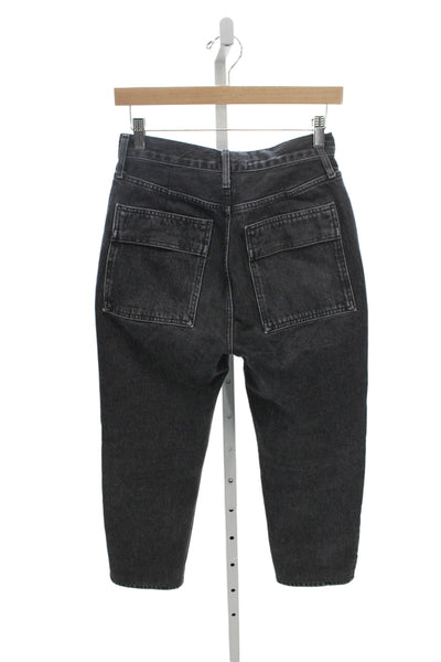 Agolde Women Cropped Mom Straight Jeans Dark Gray High Rise Size 24