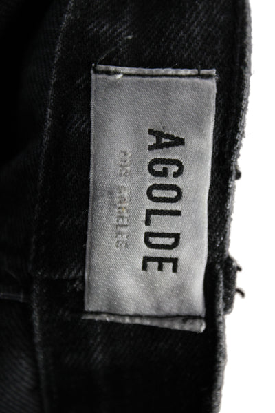 Agolde Women Cropped Mom Straight Jeans Dark Gray High Rise Size 24
